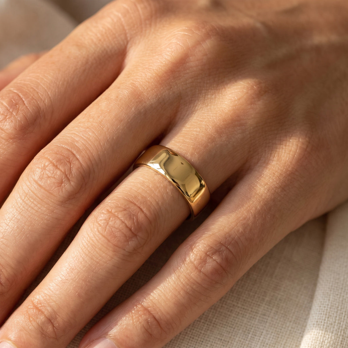 Classic Polished 6mm Band Ring in 14K Yellow Gold, worn