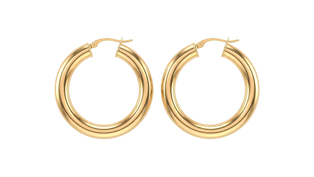 Classic Polished Hoop Earrings in 14K Yellow Gold, studio