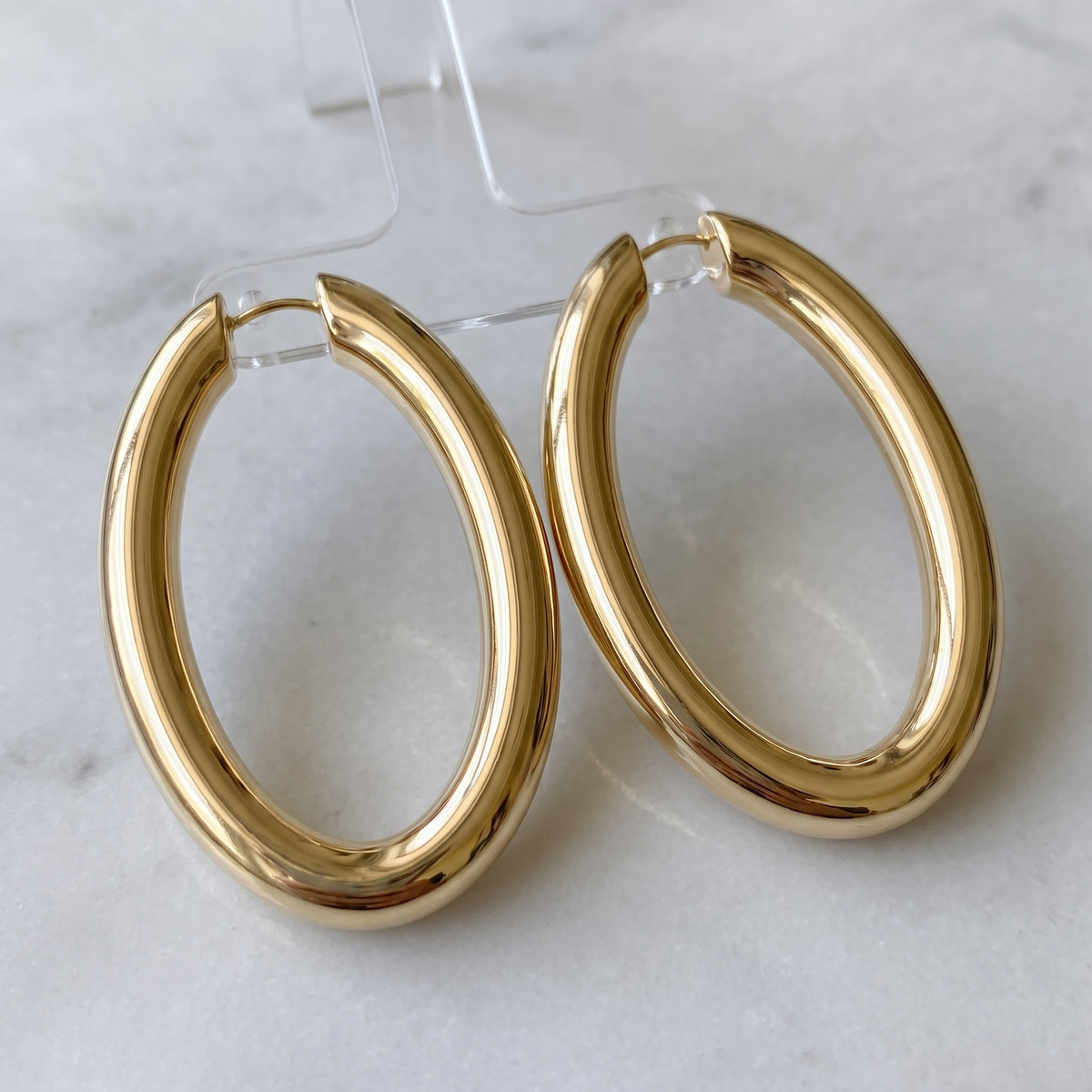 Classic Polished Tubular Hoop Earrings in 14K Yellow Gold