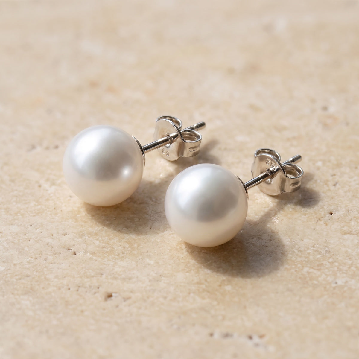 Classic White South Sea Pearl Stud Earrings in 14K White Gold