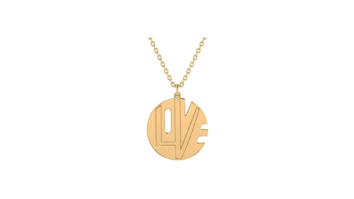 Cutout LOVE Monogram Pendant Necklace in 14K Yellow Gold, studio