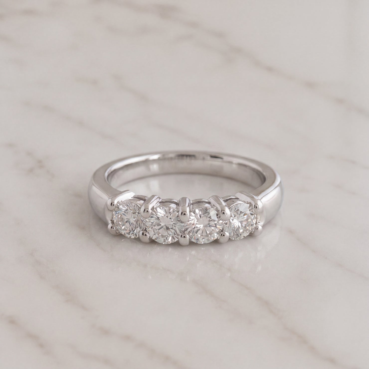 White Gold Four-Stone Round Diamond Band
