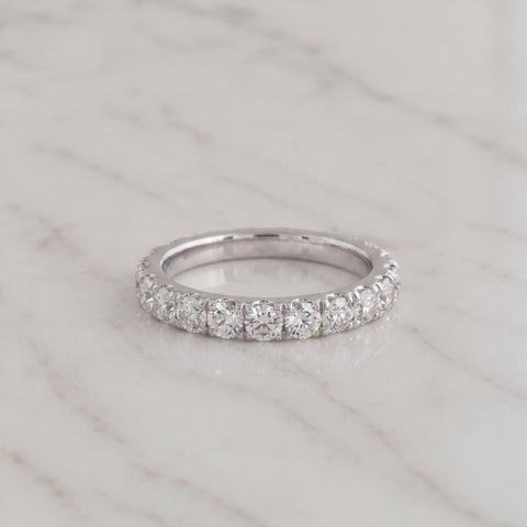 White Gold Round Diamond 'U' set Band
