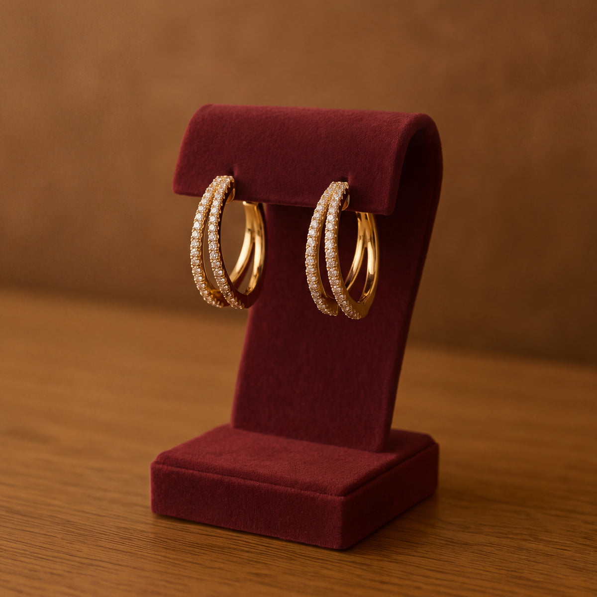 2.11 ct Diamond Double Hoop Earrings in 14K Yellow Gold