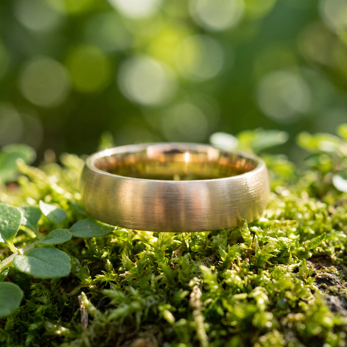 Plain brushed yellow gold band