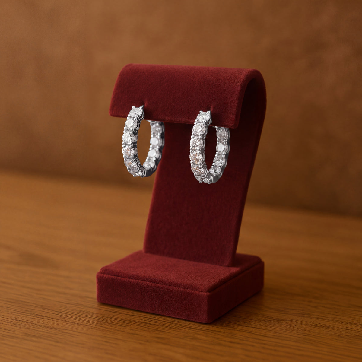 5.16 ct Classic Diamond Hoop Earrings in 14K White Gold