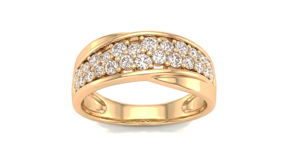 Diamond Cluster Bypass Ring in 14K Yellow Gold, studio