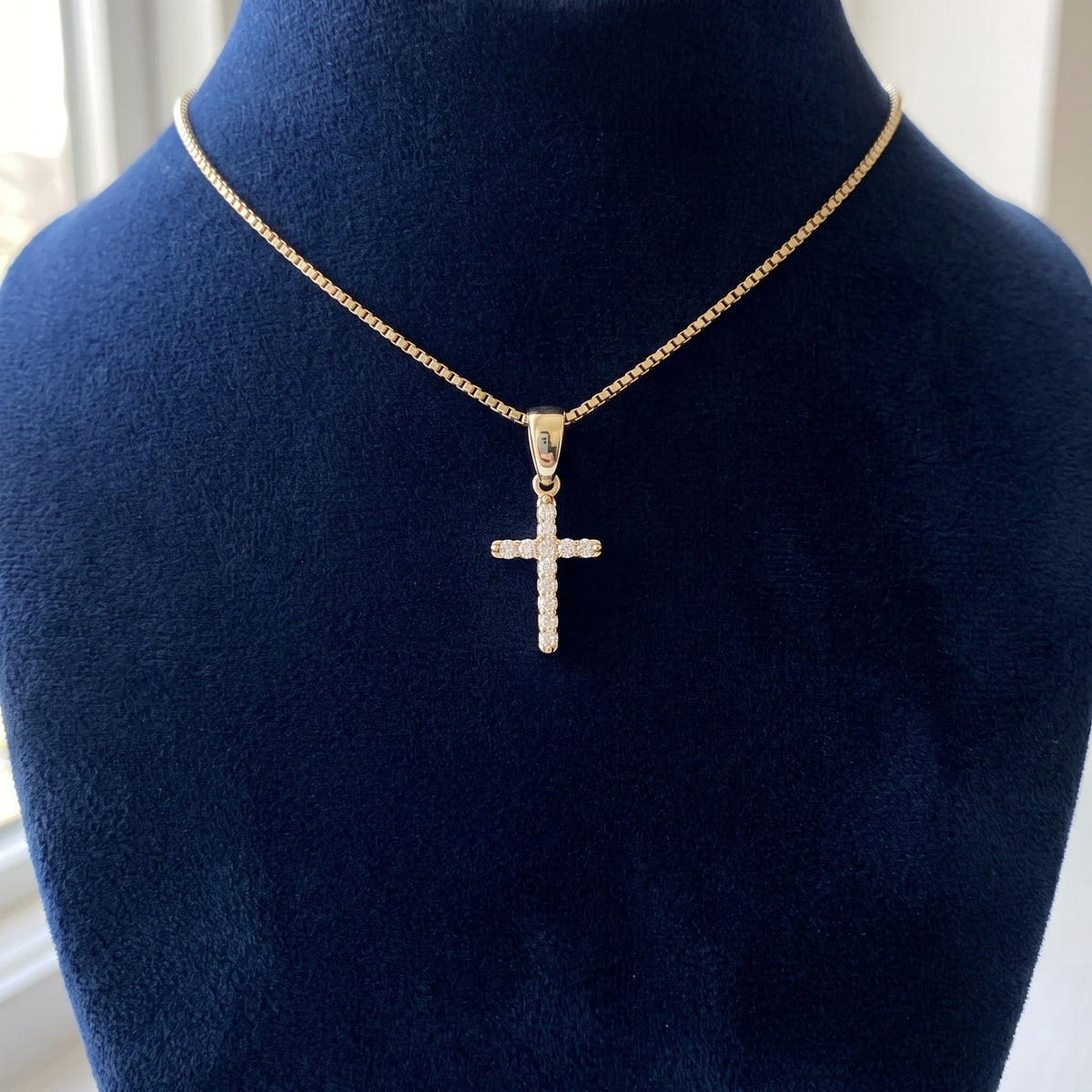 0.18 ct Diamond Cross Pendant Necklace in 14K Yellow Gold