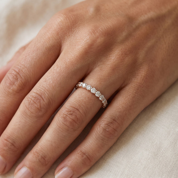 Diamond Eternity Ring in Rose Gold, worn