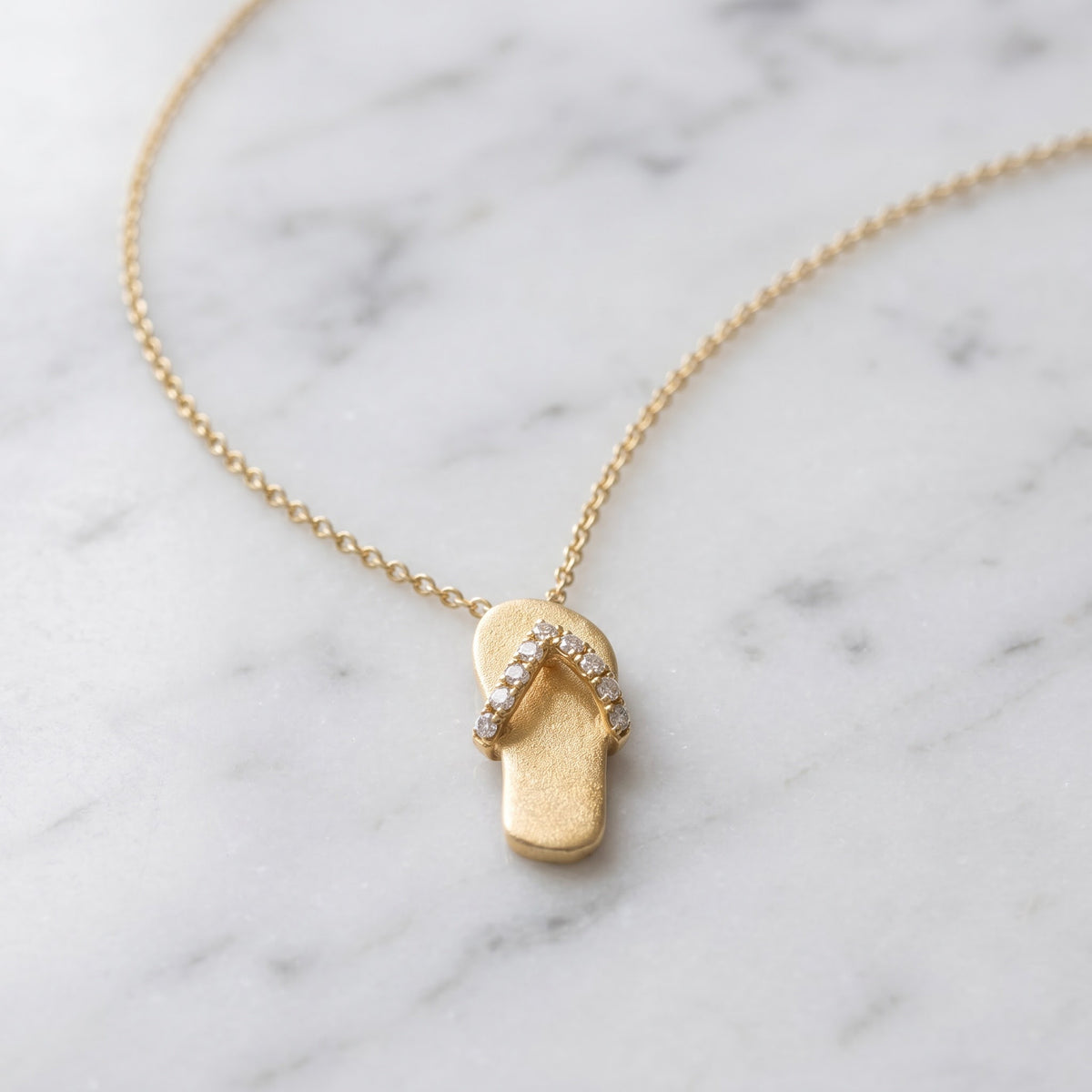 0.17 ct Diamond Flip-Flop Charm Necklace in 18K Yellow Gold
