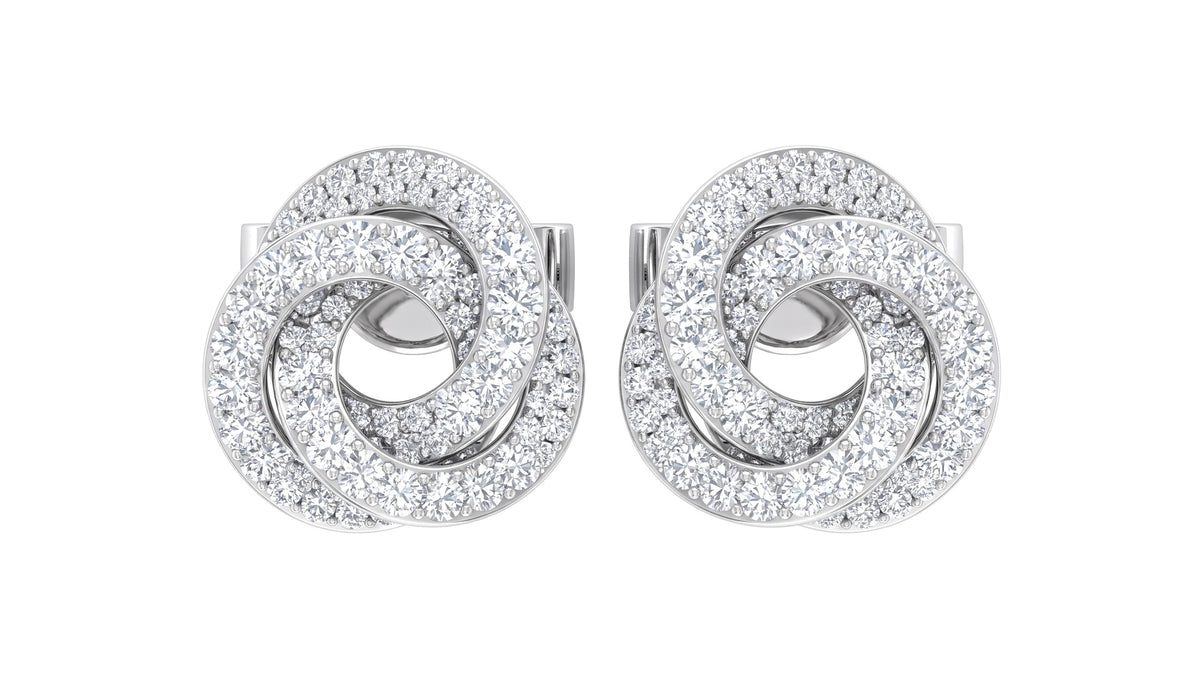 Diamond Knot Cluster Earrings in 14K White Gold, studio