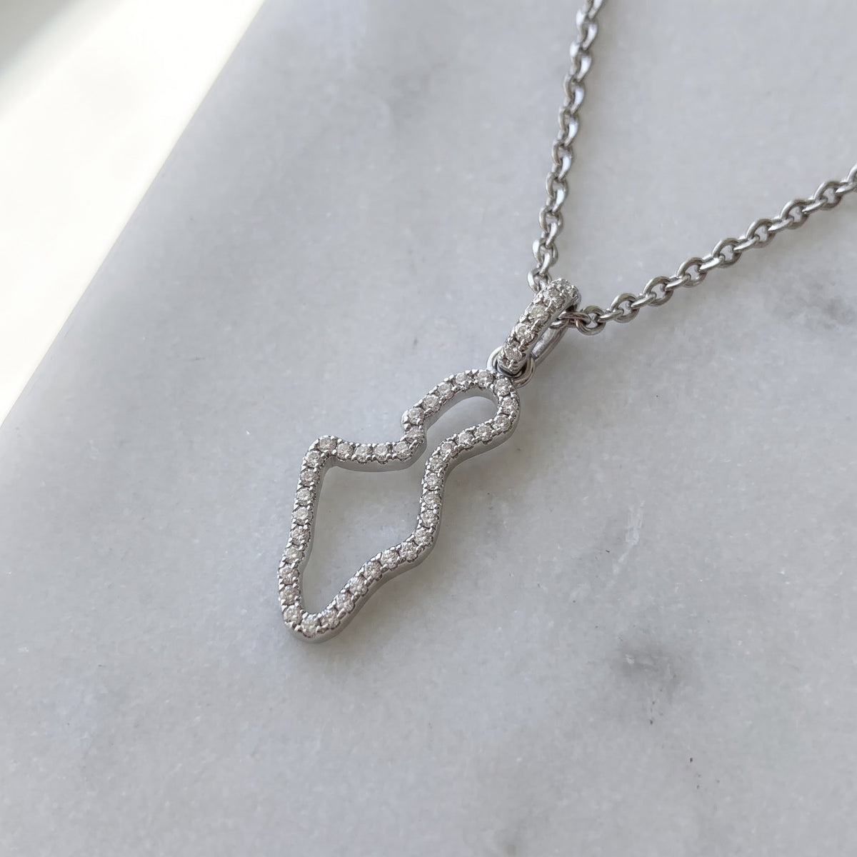 0.13 ct Diamond Maui Map Outline Pendant in 14K White Gold