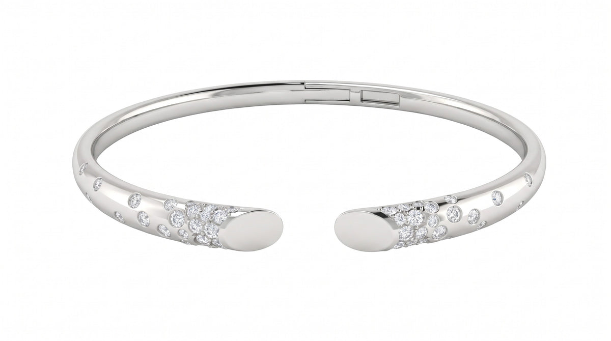 Diamond Scattered Open Bangle in 14K White Gold