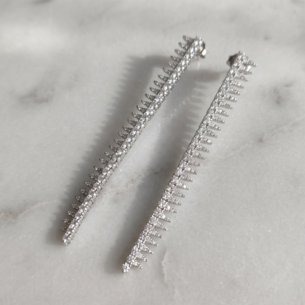 3.84 ct Diamond Spiked Dangle Earrings in 18K White Gold