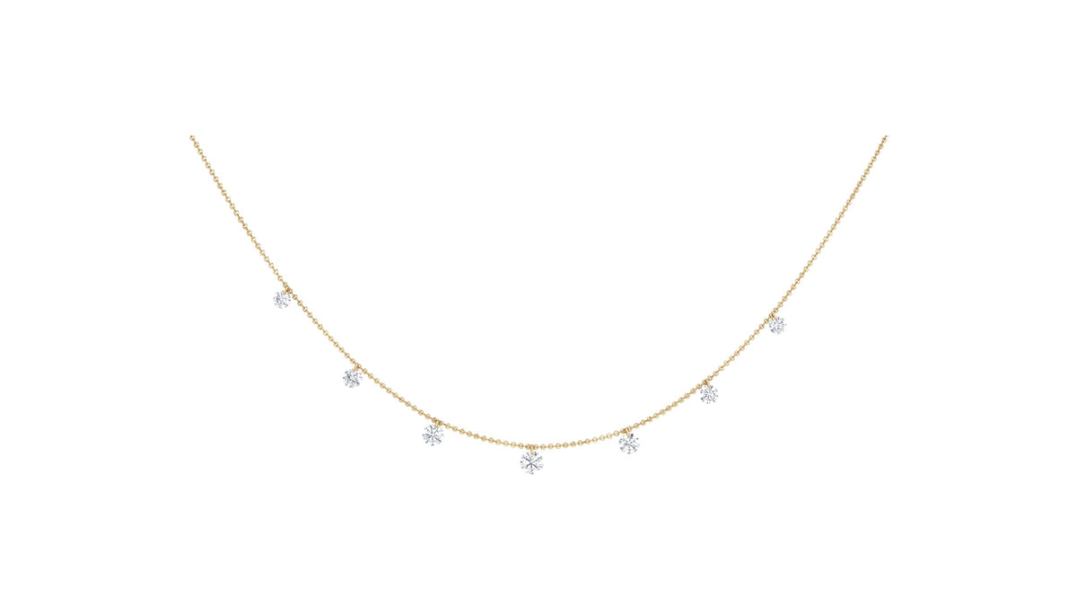 Diamond Station Necklace in 18K Yellow Gold, studio