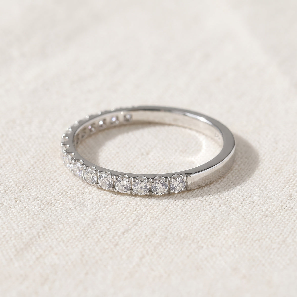 Diamond 'U' Set Band in White Gold