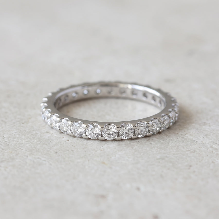 Diamond "U" Set Eternity Ring in 14K White Gold