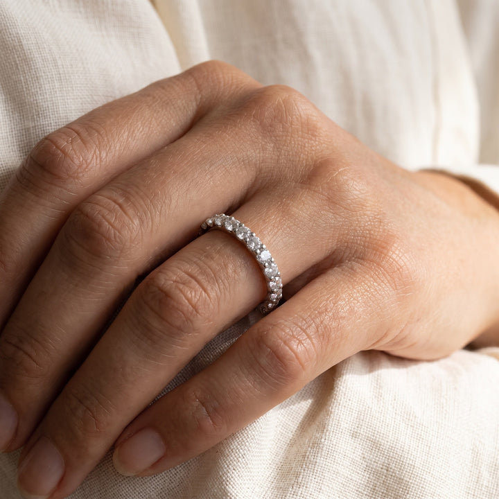 1.25 ct Diamond "U" Set Eternity Ring in 14K White Gold, worn