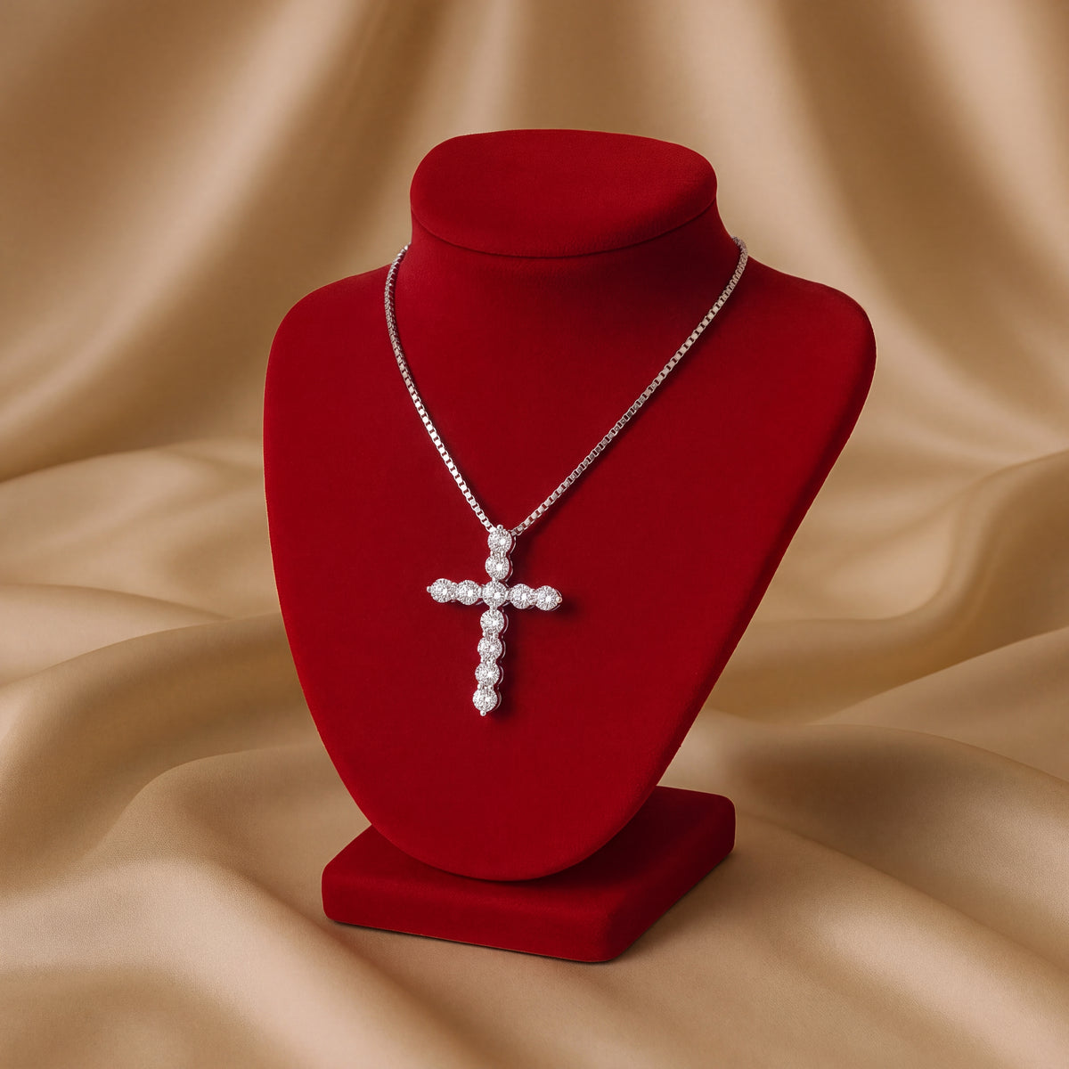 2.95 ct Diamond Cross Pendant in 14K White Gold