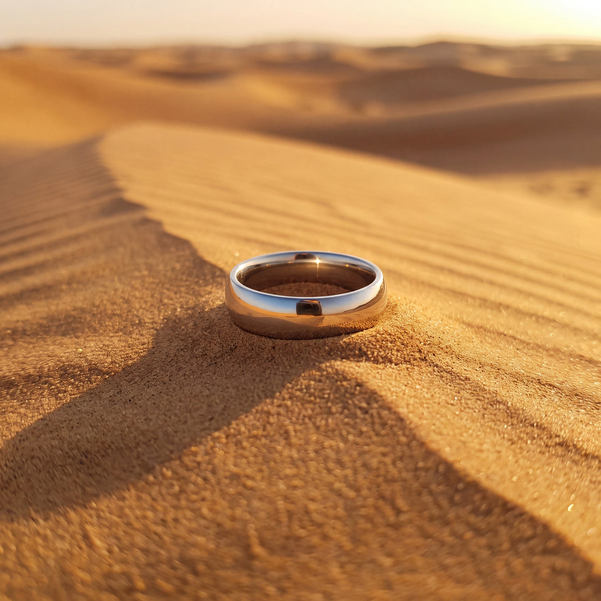 Plain polished white gold band ring