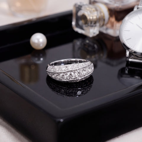 White Gold Multi-Row Diamond Band Ring