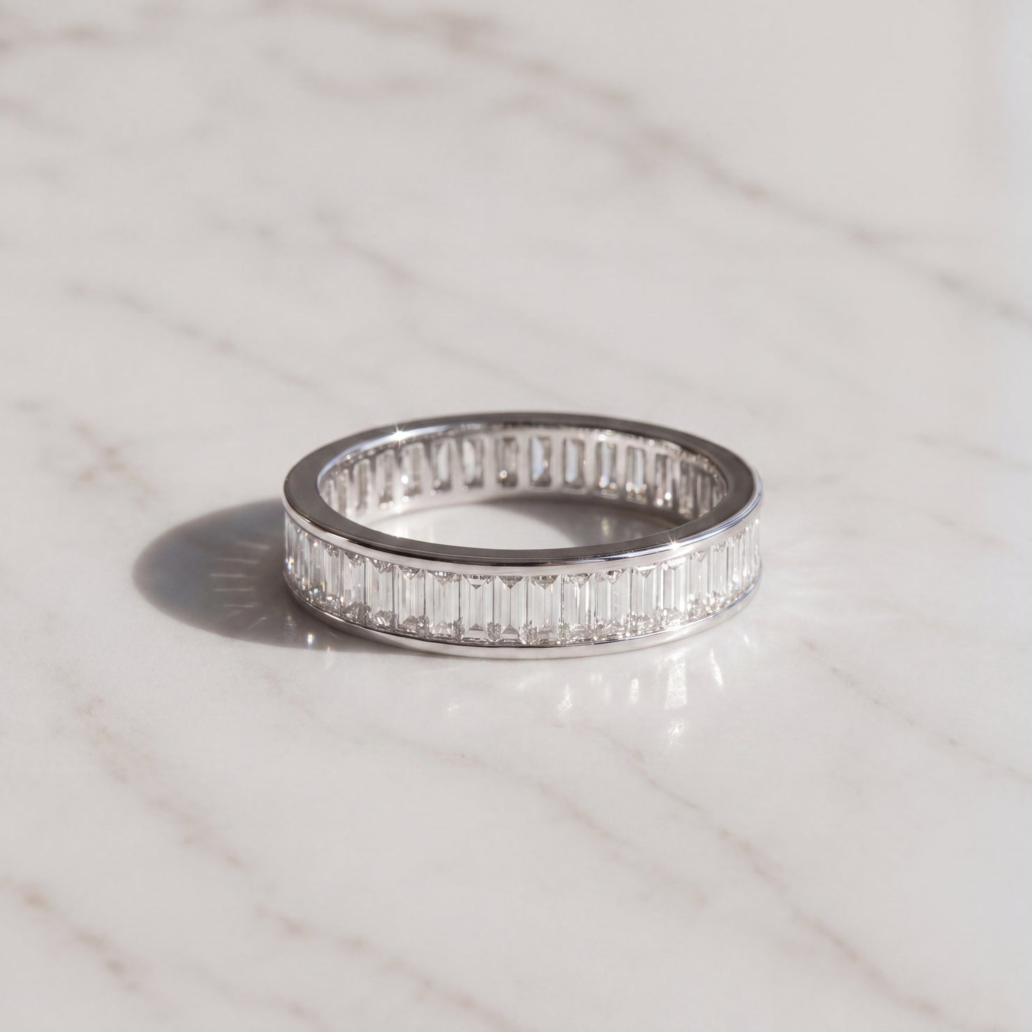 Baguette Diamond Channel Set Eternity Ring in White Gold