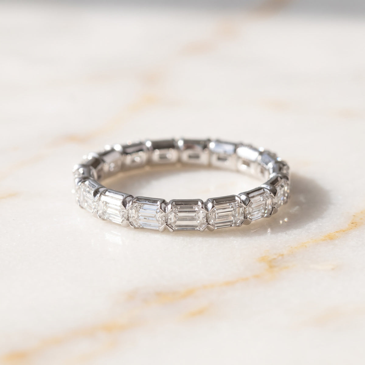 2.35 ct Emerald-Cut Diamond Eternity Ring in 18K White Gold