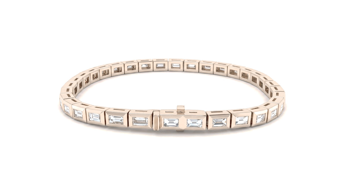 Emerald Cut Diamond Tennis Bracelet in Rose Gold, studio