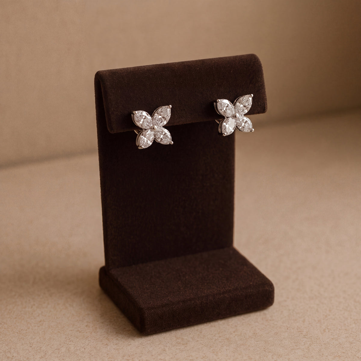 1.80 ct Diamond Butterfly Cluster Stud Earrings in 14K White Gold