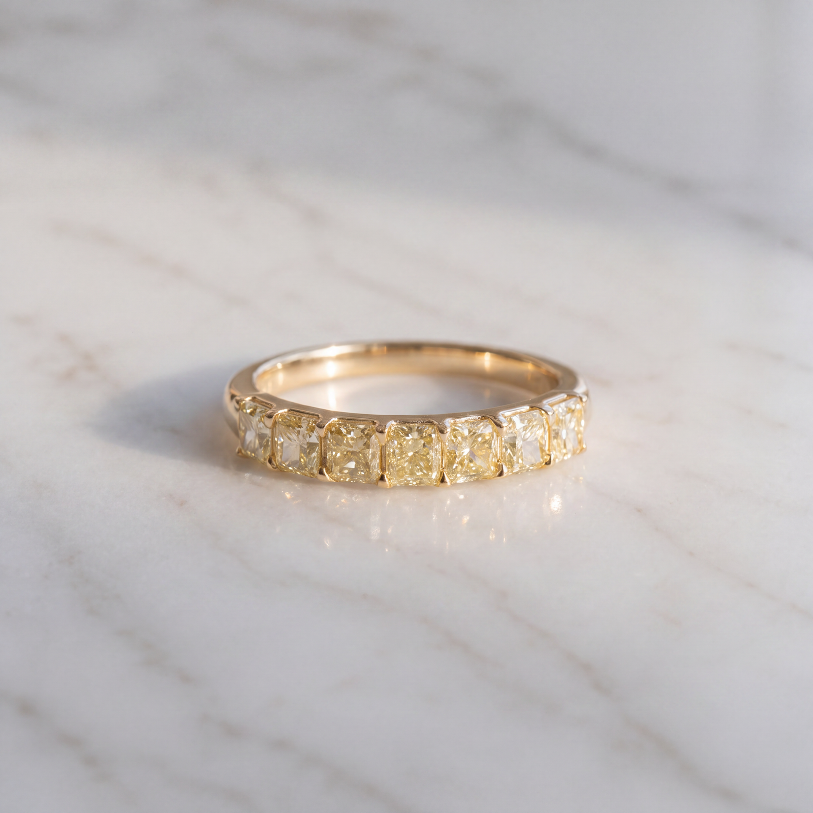 Fancy Yellow Diamond Band in Yellow Gold