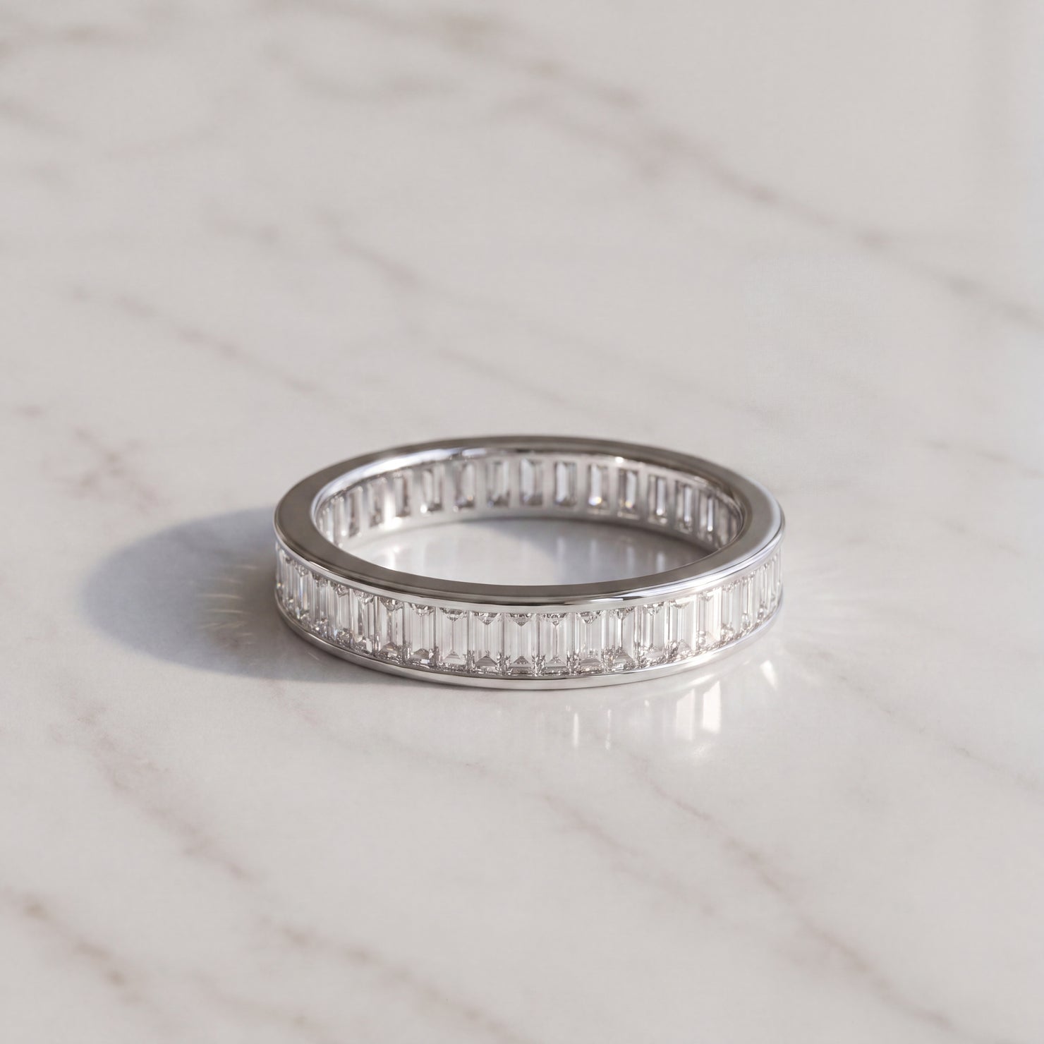 Channel-Set Baguette Diamond Eternity Ring in White Gold