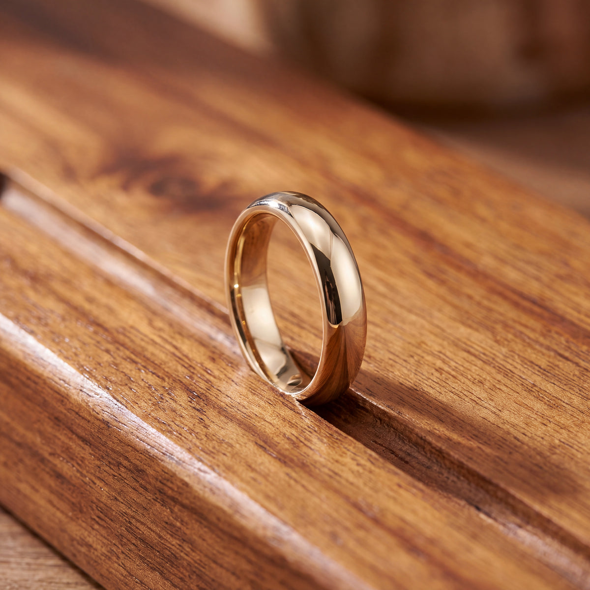 Polished 4mm Domed Band Ring in 14K Yellow Gold
