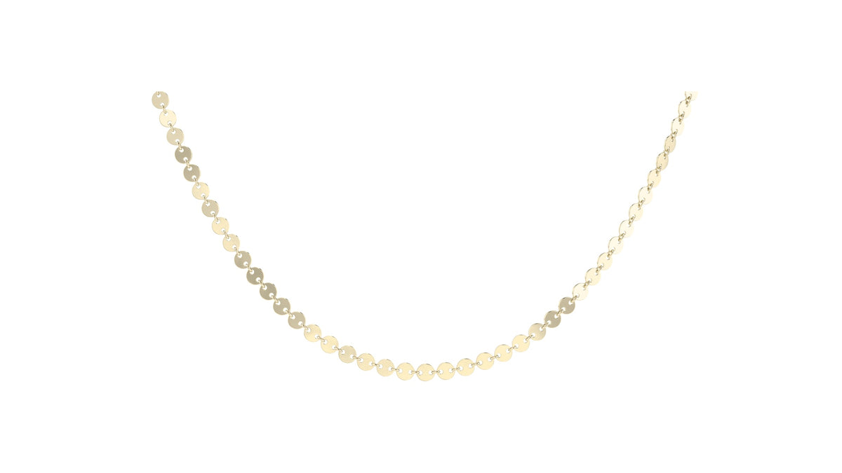 Flat Circular Link Chain Necklace in 14K Yellow Gold, studio