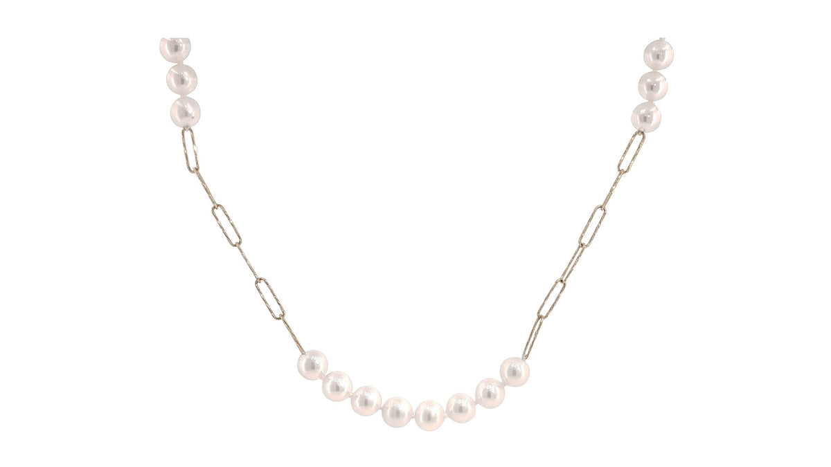 Freshwater Pearl Paperclip Link Necklace