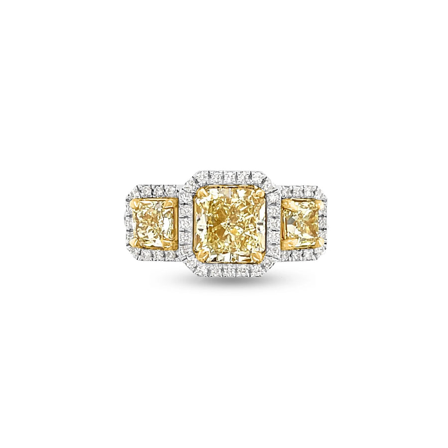 Yellow diamond ring in two-tone gold