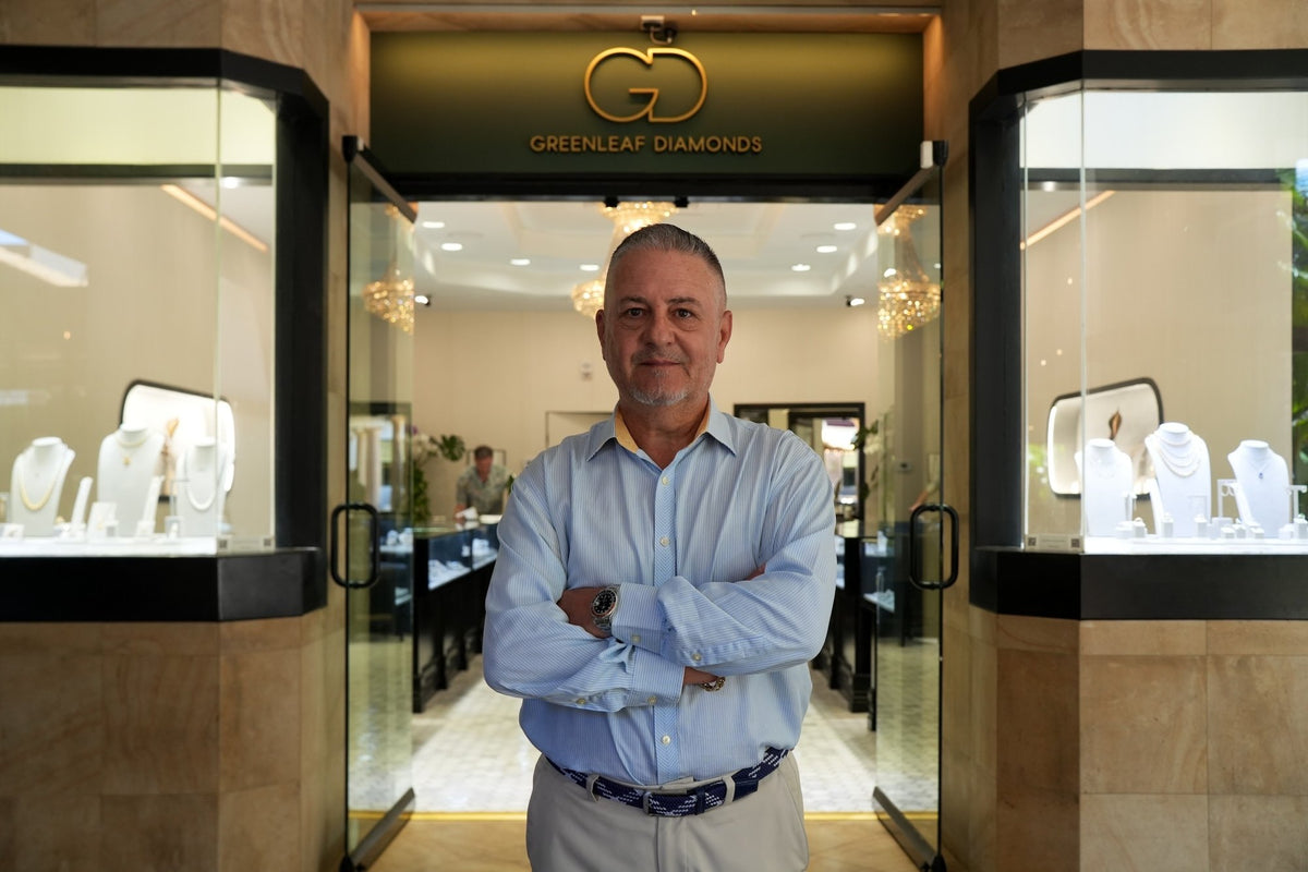 Gabe from our team at the entrance of Greenleaf Diamonds