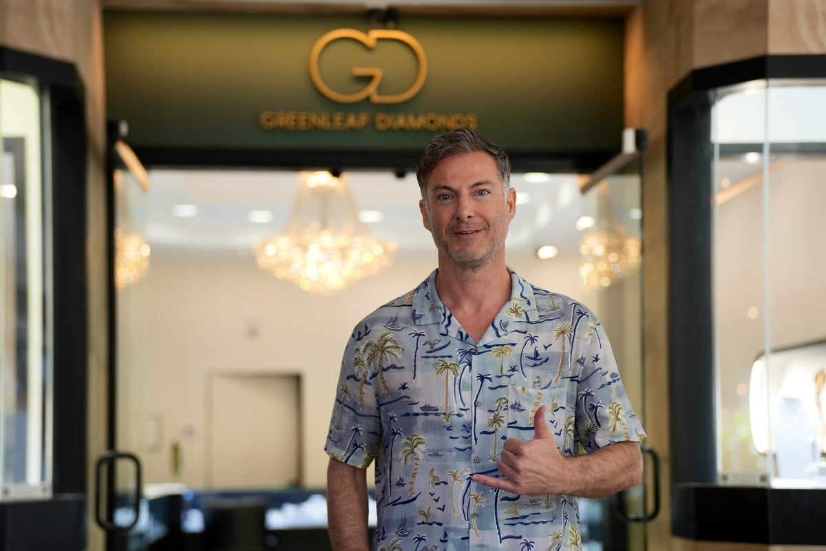 Andre Sengul at the door of Greenleaf Diamonds at the Shops at Wailea