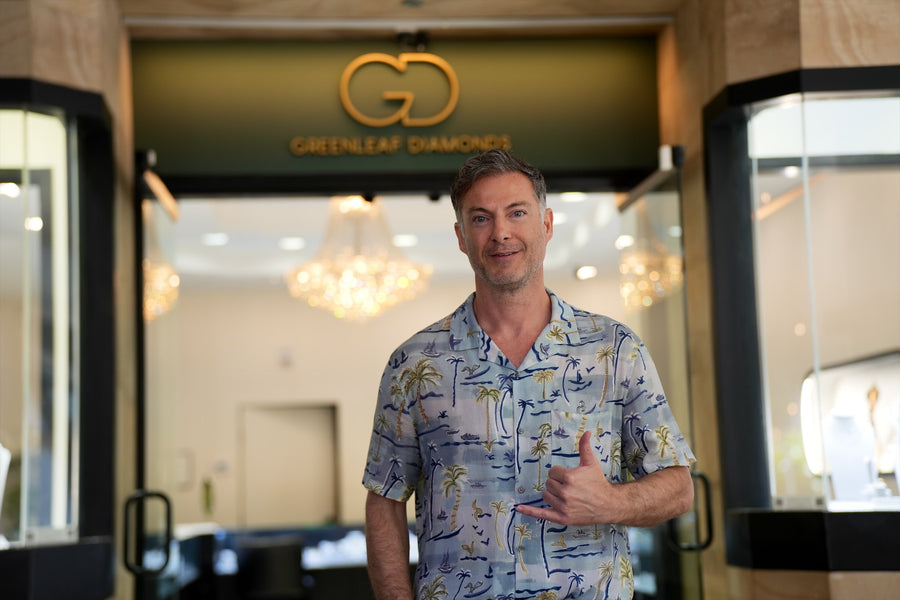 Andre Sengul at the door of Greenleaf Diamonds at the Shops at Wailea