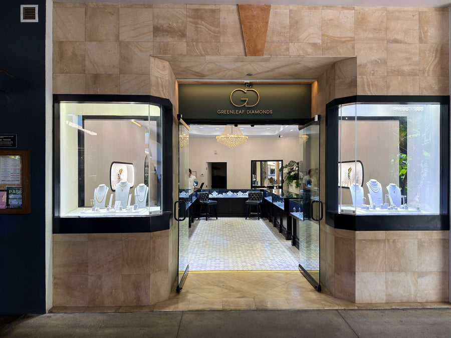 The Greenleaf Diamonds storefront with the showroom behind the glass