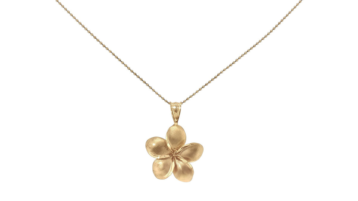 Matte Yellow Gold Flower Pendant Necklace
