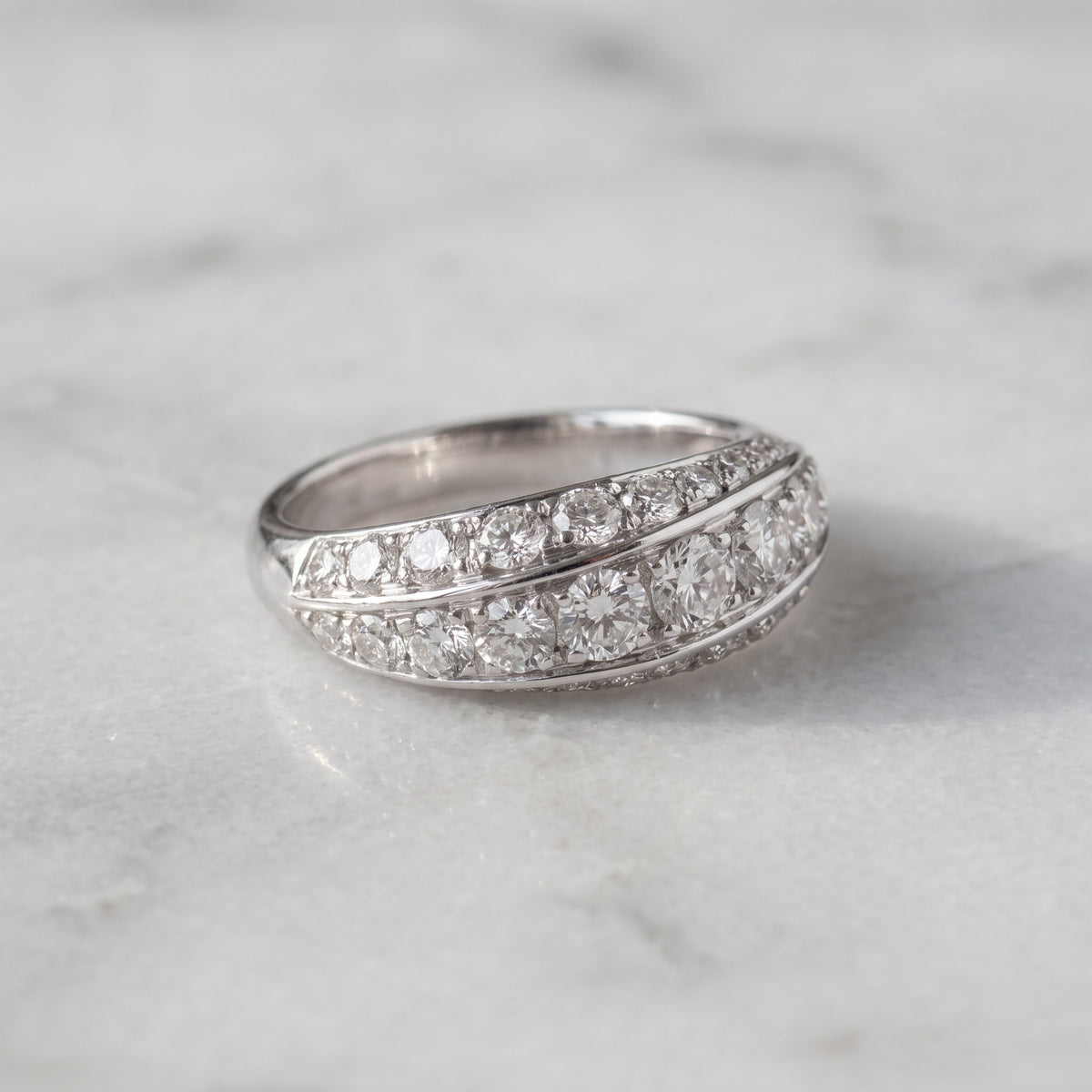 White Gold Multi-Row Diamond Band Ring