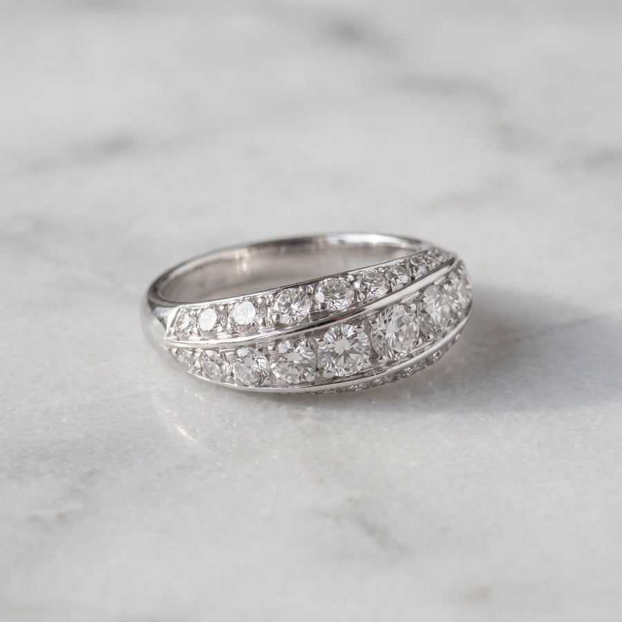 White Gold Multi-Row Diamond Band Ring
