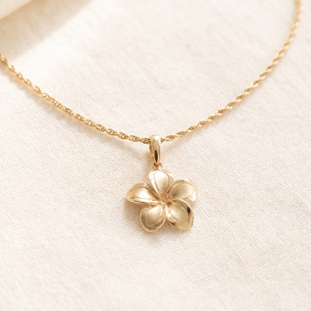 Plumeria Flower Pendant in 14K Yellow Gold