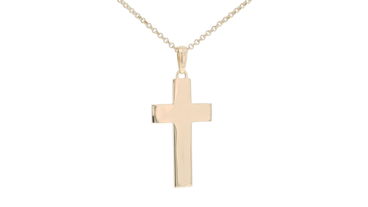 Polished Yellow Gold Cross Pendant Necklace