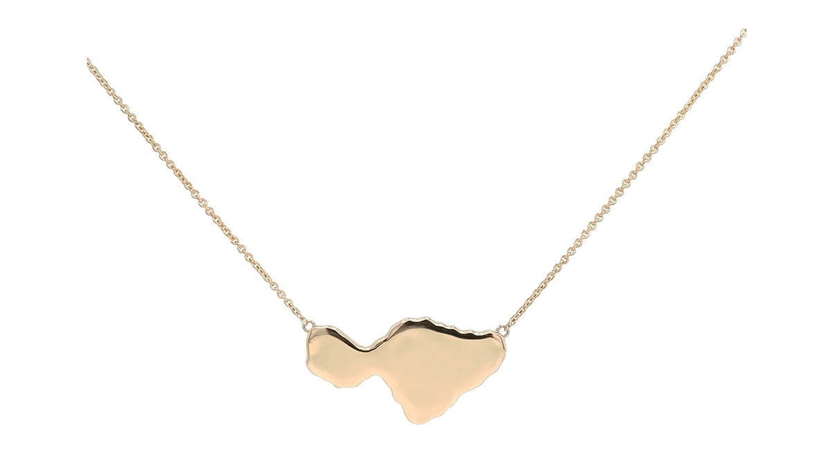 Polished Yellow Gold Island Silhouette Necklace