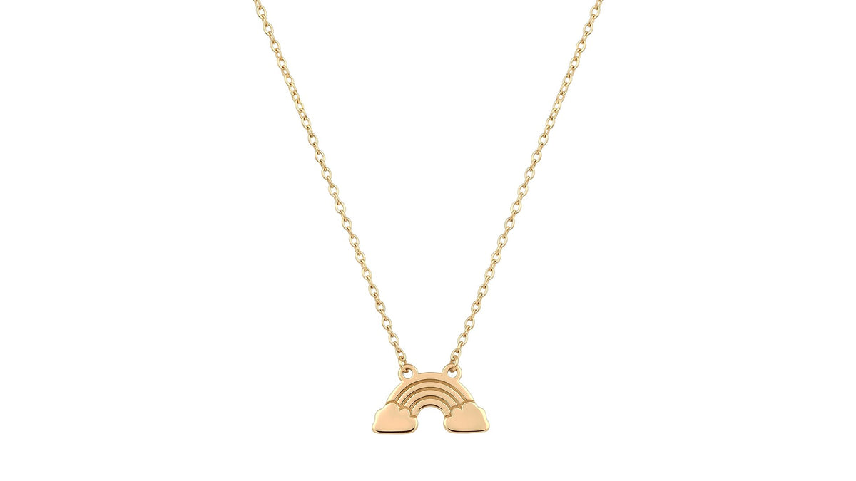 Rainbow Cloud Charm Necklace in Yellow Gold