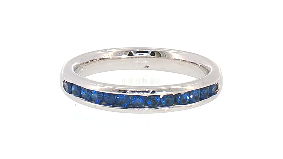 Royal Blue Sapphire Channel Set Band in White Gold