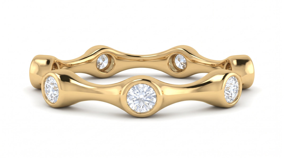 Scalloped Bezel Diamond Eternity Ring in 14K Yellow Gold