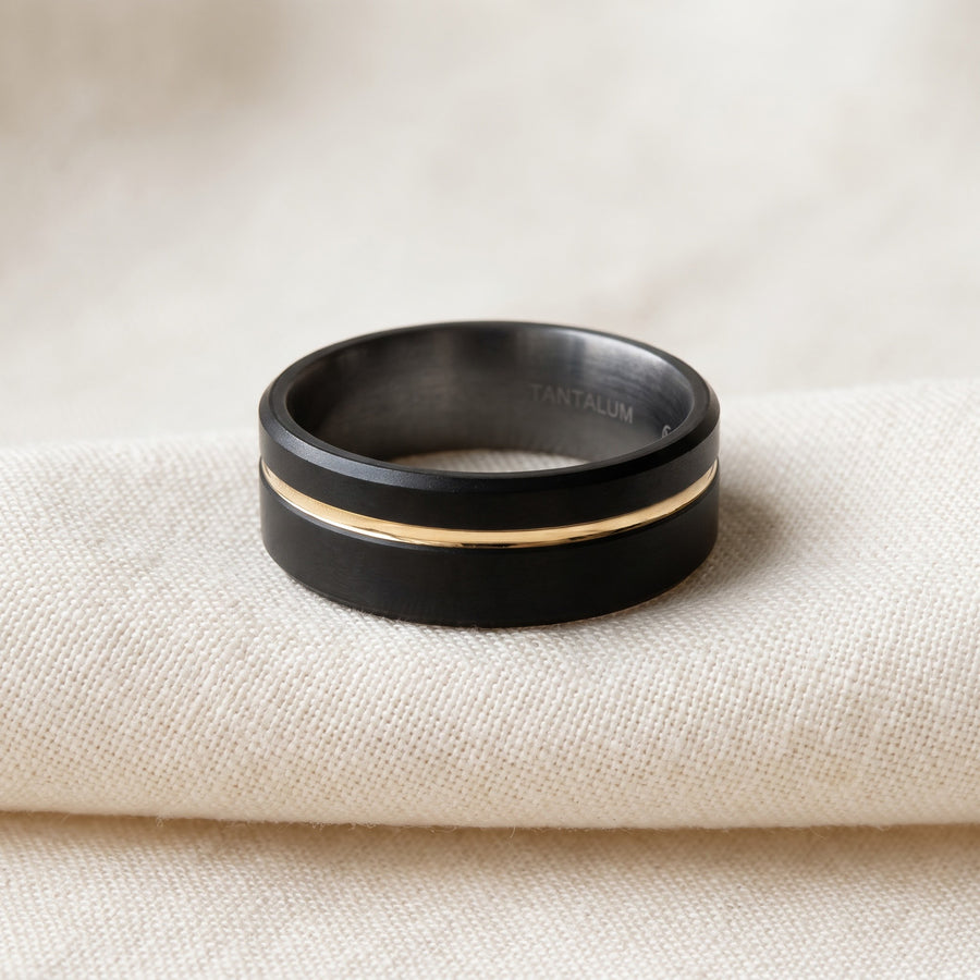 Tantalum Band with Yellow Gold Inlay