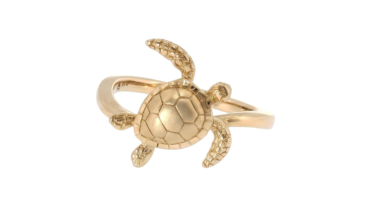Textured Sea Turtle Ring in Yellow Gold